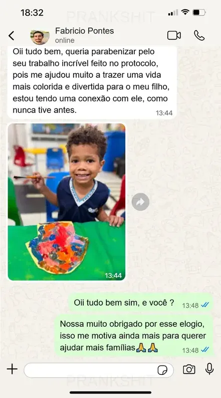Depoimento de mãe ou pai enviado por WhatsApp