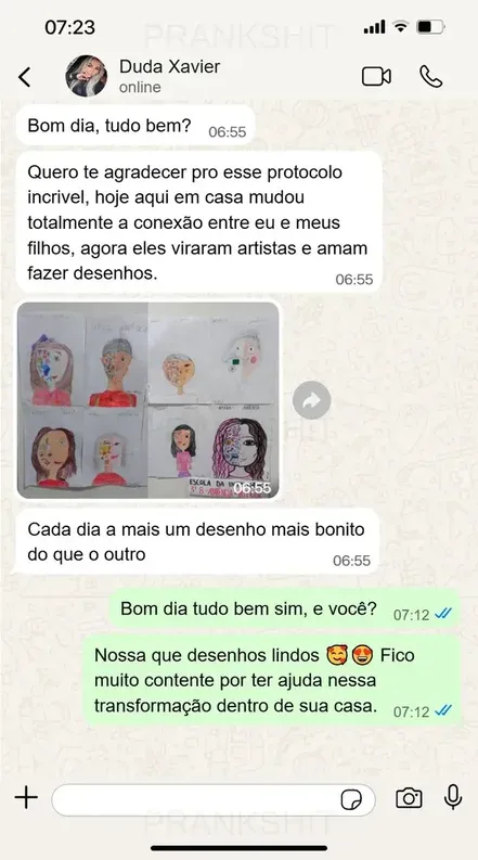 Depoimento de mãe ou pai enviado por WhatsApp